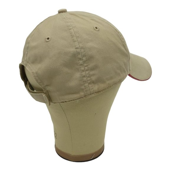 Garys Carpets Buck Deer Logo Strapback Cap Trucker Baseball Hat Khaki Red Trim - Picture 11 of 12